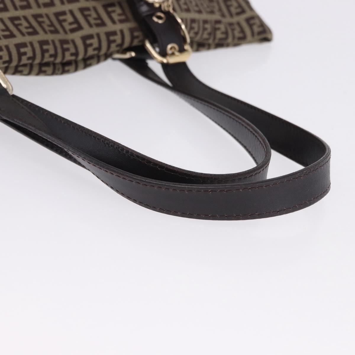 FENDI Zucchino Canvas Tote Bag Beige Gold Auth 199839V