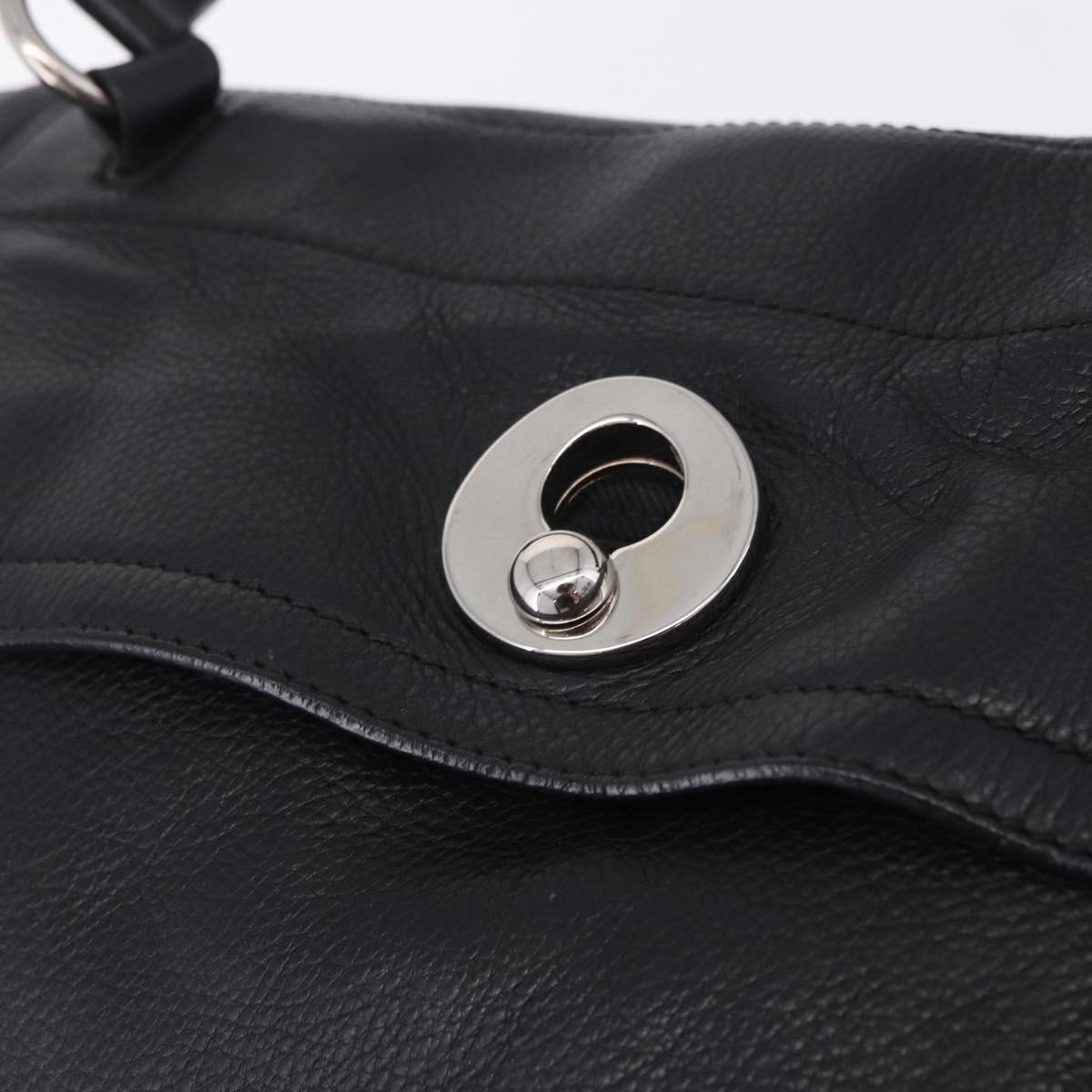SAINT LAURENT Muse Toe Hand Bag Leather Black Silver 197149 Auth 199840A