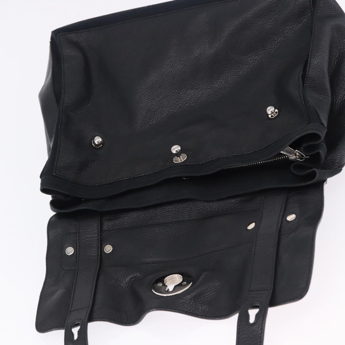 SAINT LAURENT Muse Toe Hand Bag Leather Black Silver 197149 Auth 199840A