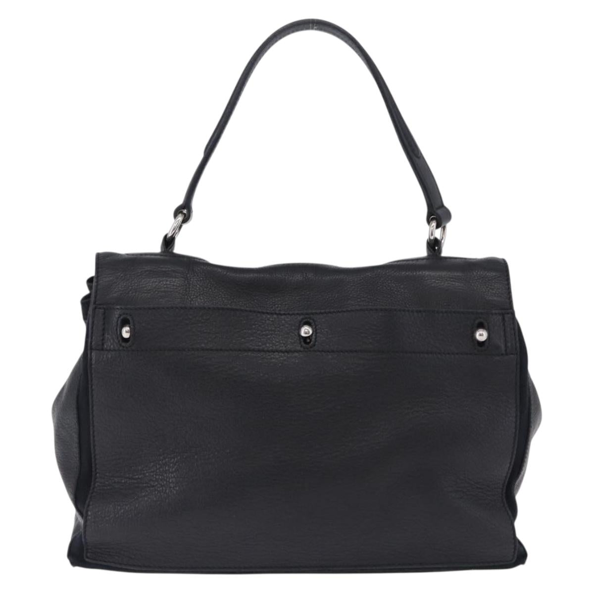 SAINT LAURENT Muse Toe Hand Bag Leather Black Silver 197149 Auth 199840A