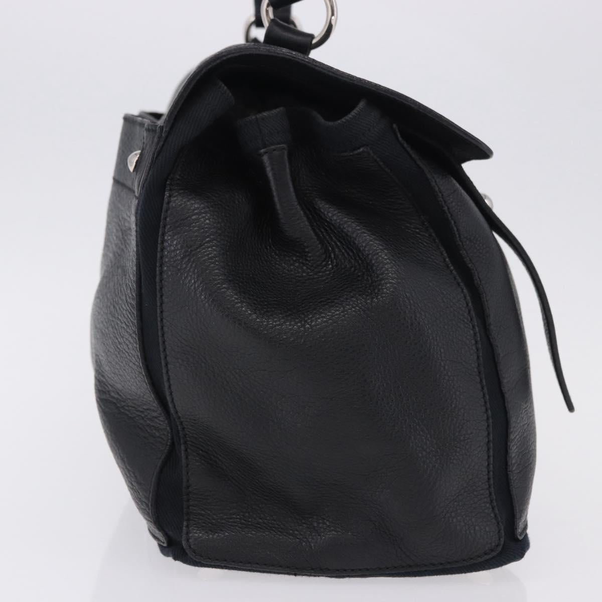 SAINT LAURENT Muse Toe Hand Bag Leather Black Silver 197149 Auth 199840A