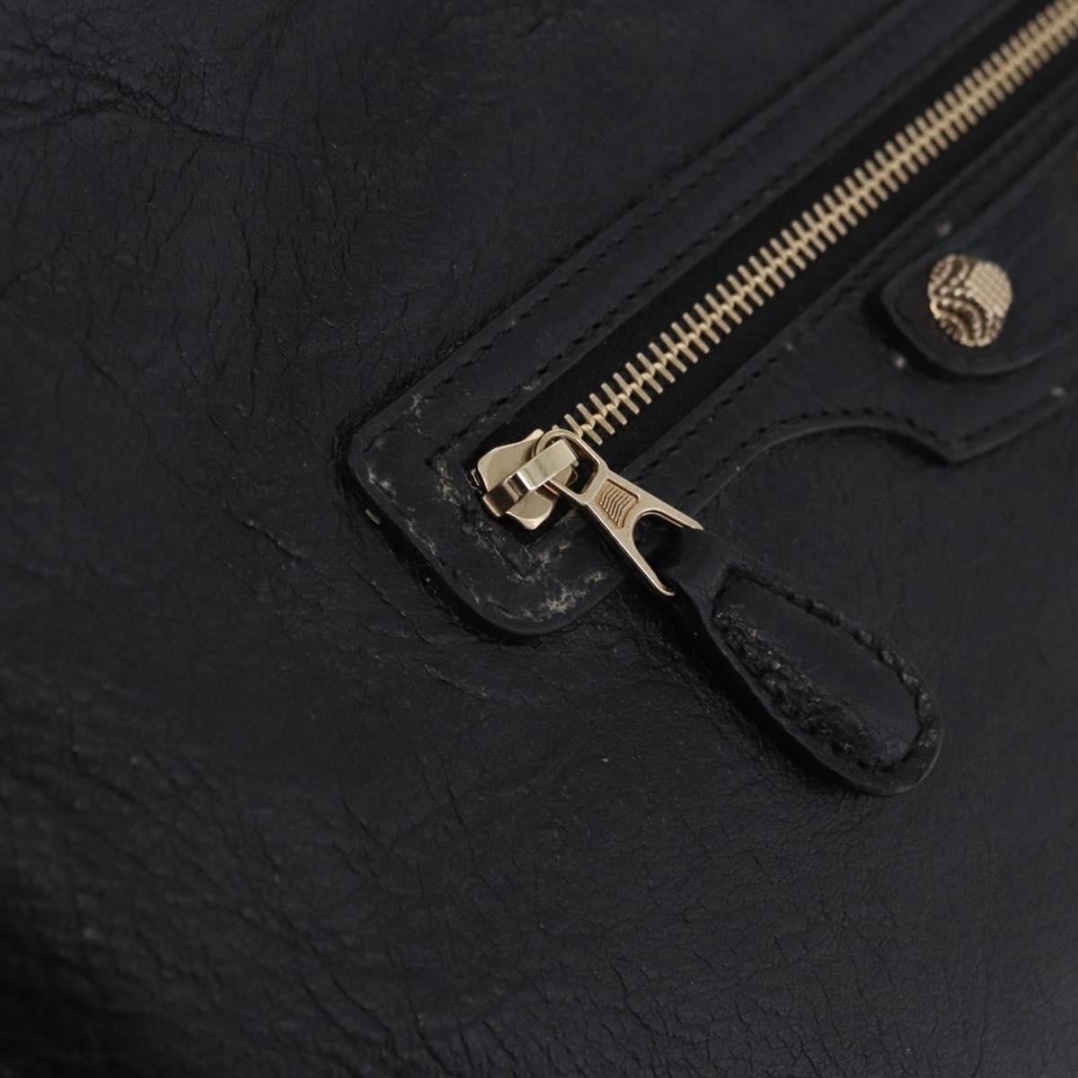 BALENCIAGA Giant Clutch Bag Leather Black Gold Auth 199841V