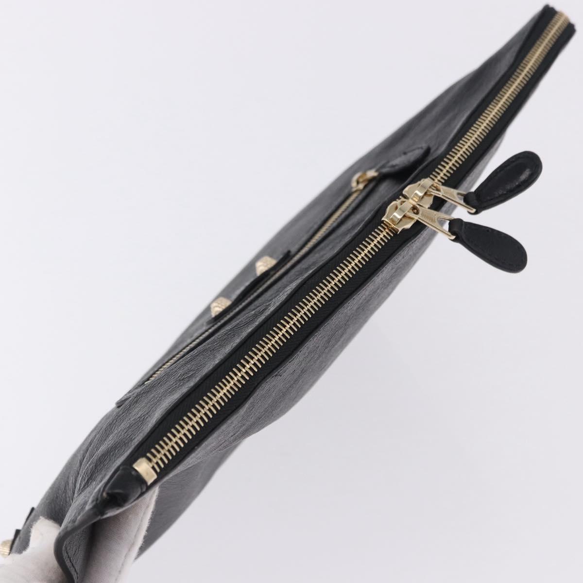 BALENCIAGA Giant Clutch Bag Leather Black Gold Auth 199841V