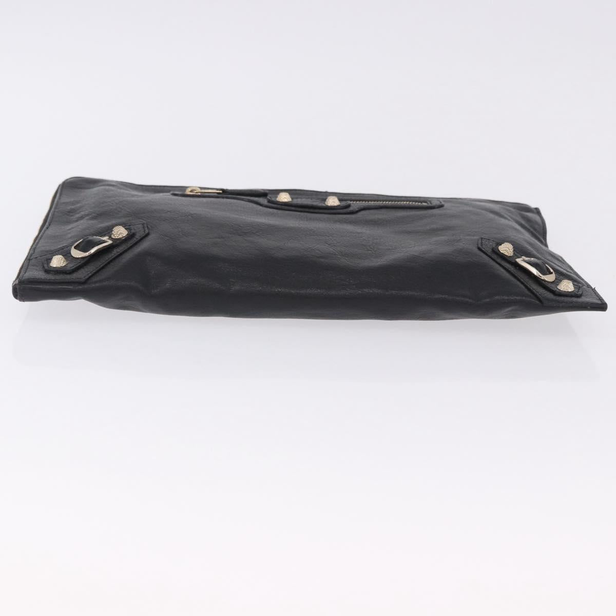BALENCIAGA Giant Clutch Bag Leather Black Gold Auth 199841V