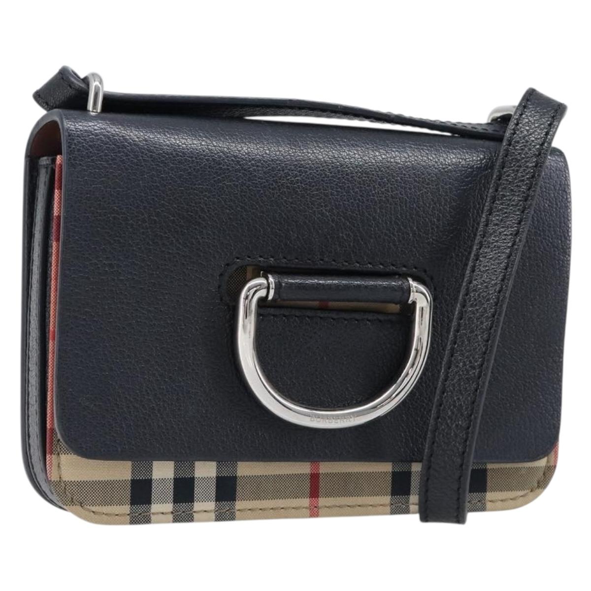 BURBERRY Nova Check Shoulder Bag Canvas Beige Silver Auth 199844A