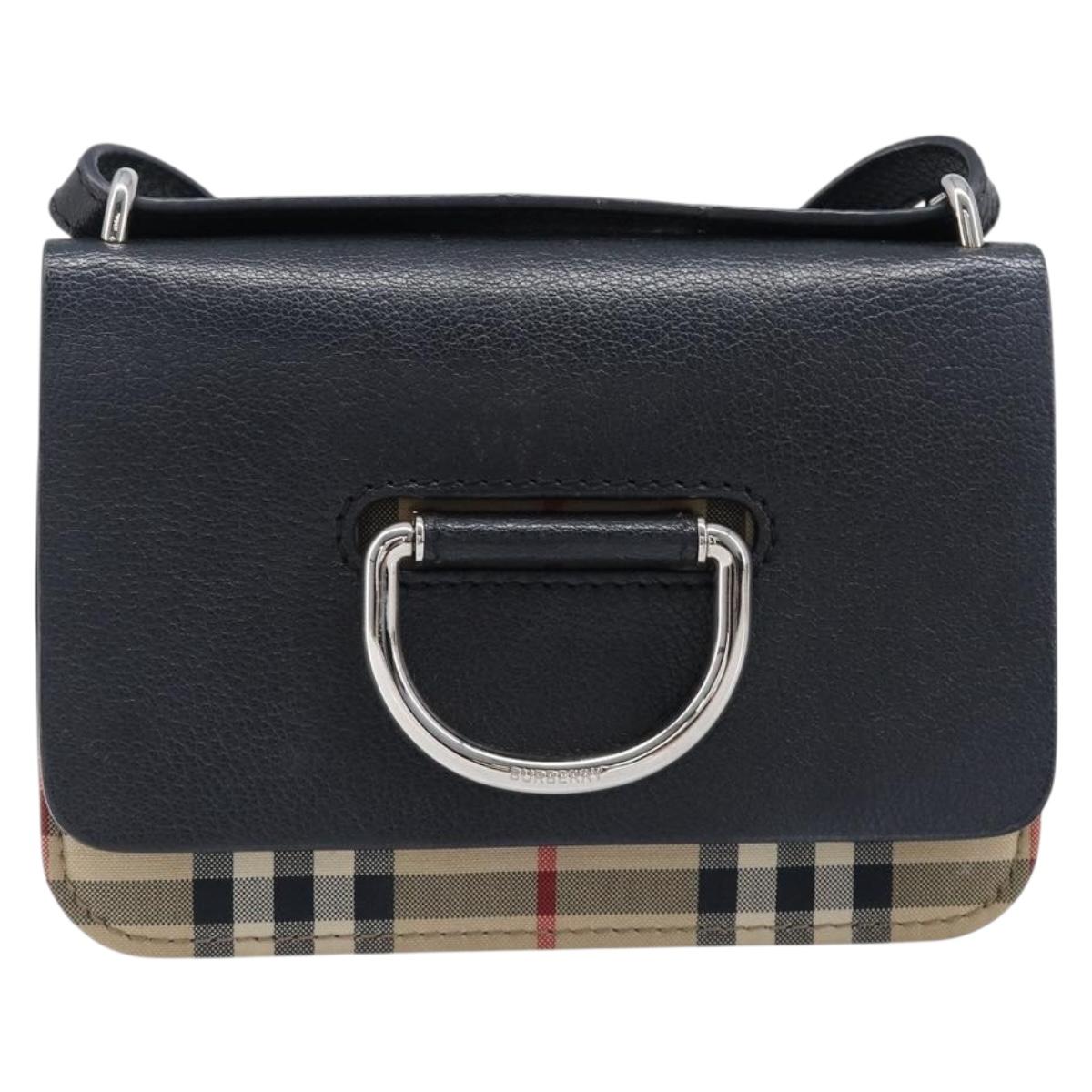 BURBERRY Nova Check Shoulder Bag Canvas Beige Silver Auth 199844A