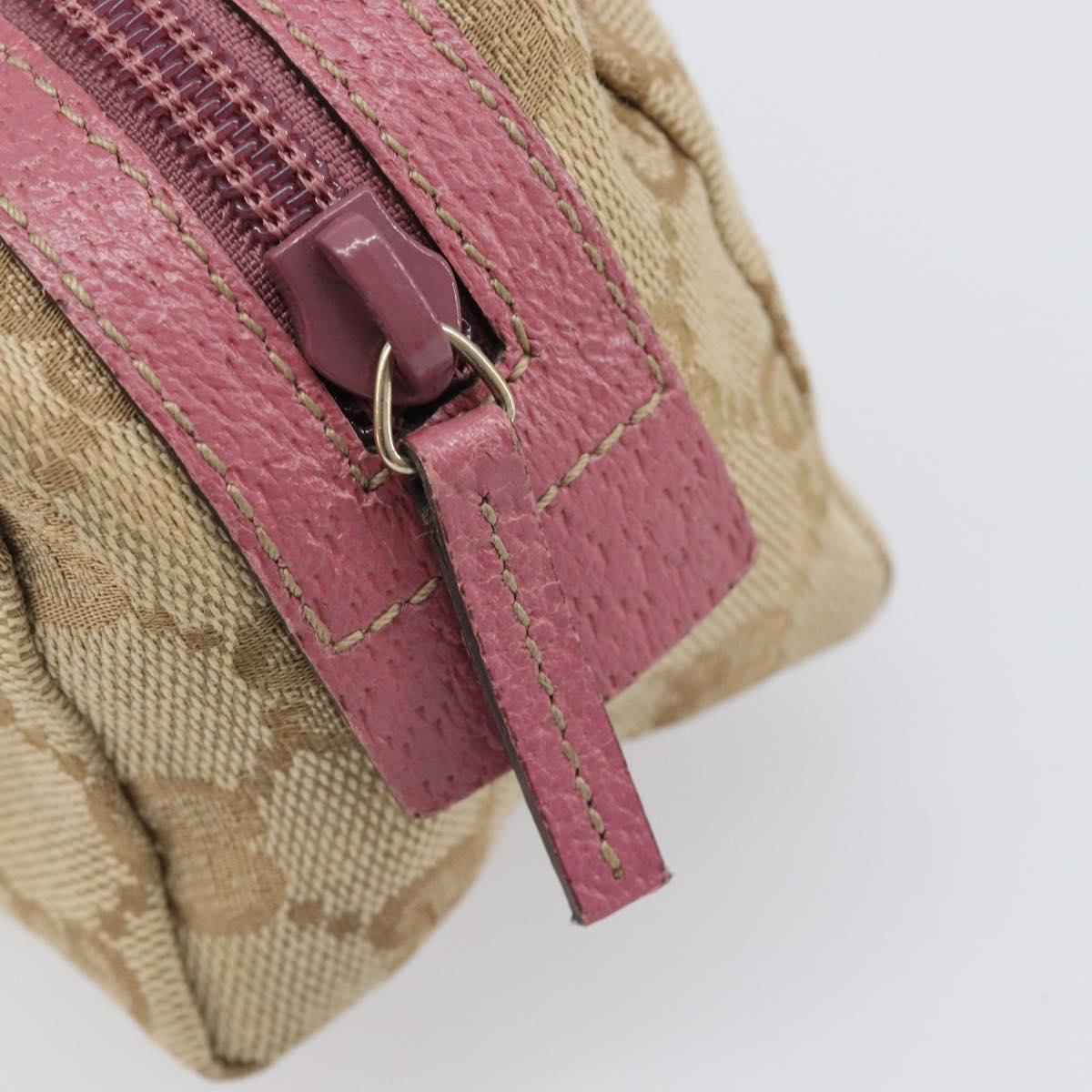 GUCCI GG Canvas Pouch Beige Gold 29596 Auth 199845A