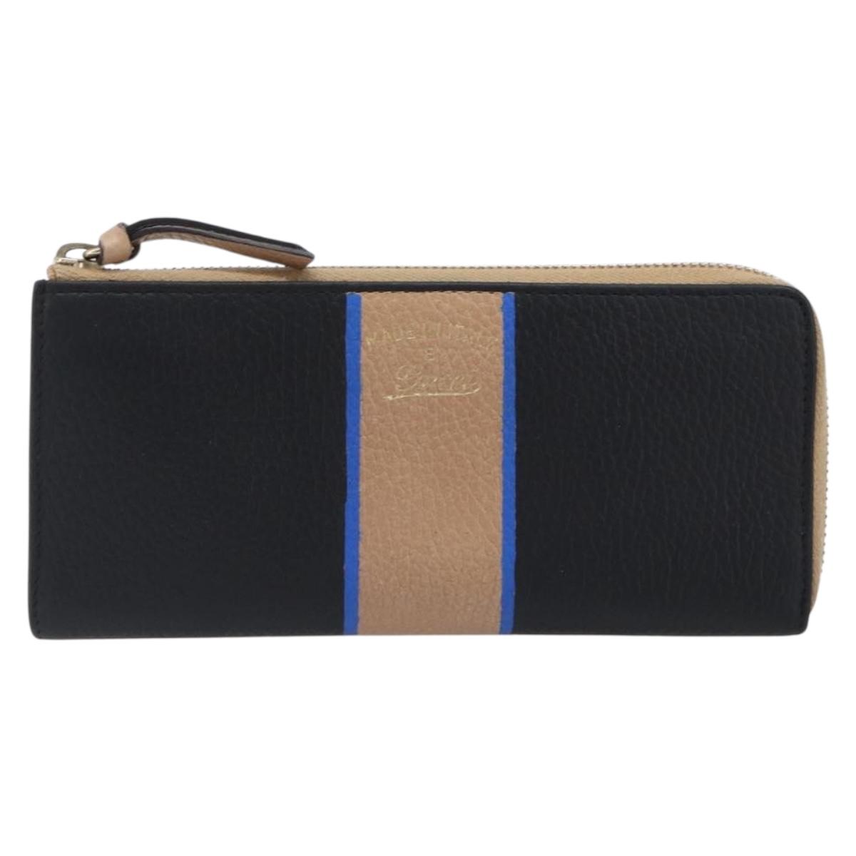 GUCCI Long Wallet Leather Black Gold 368232 Auth 199849A