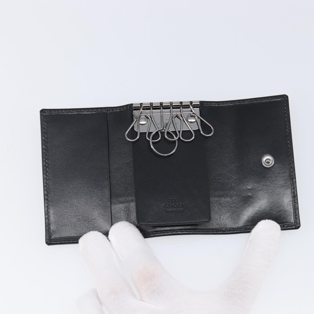 GUCCI Key Case Leather Black Silver 138052 Auth 199850V