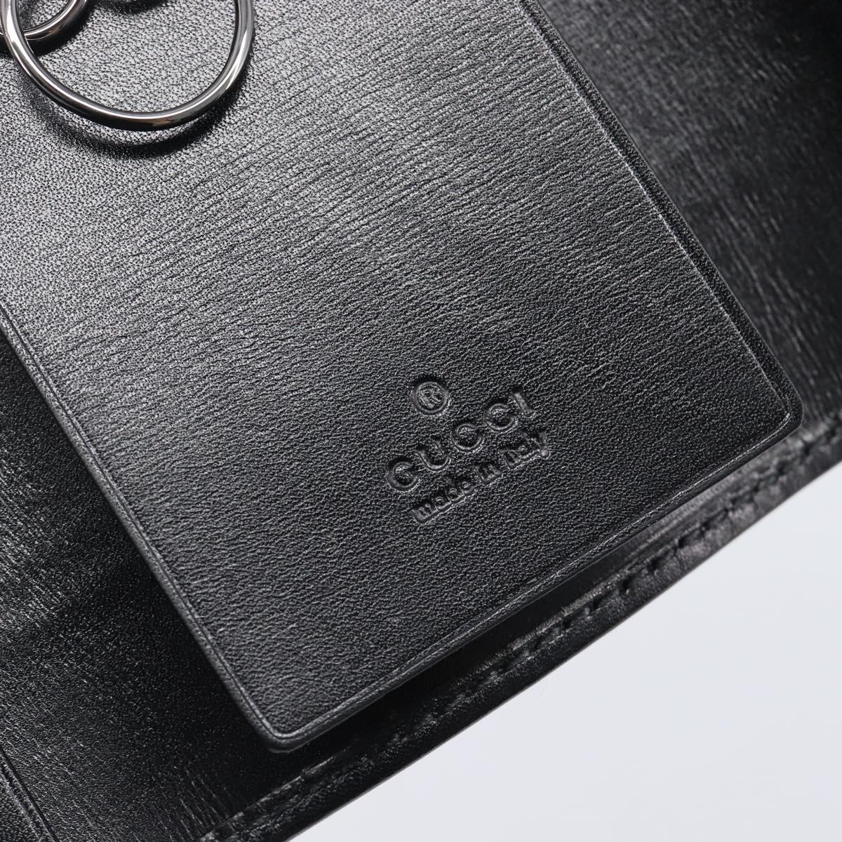 GUCCI Key Case Leather Black Silver 138052 Auth 199850V