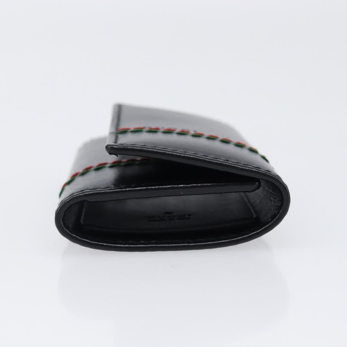 GUCCI Key Case Leather Black Silver 138052 Auth 199850V