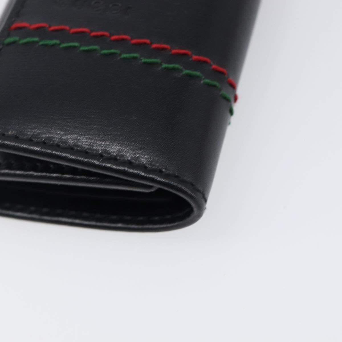 GUCCI Key Case Leather Black Silver 138052 Auth 199850V