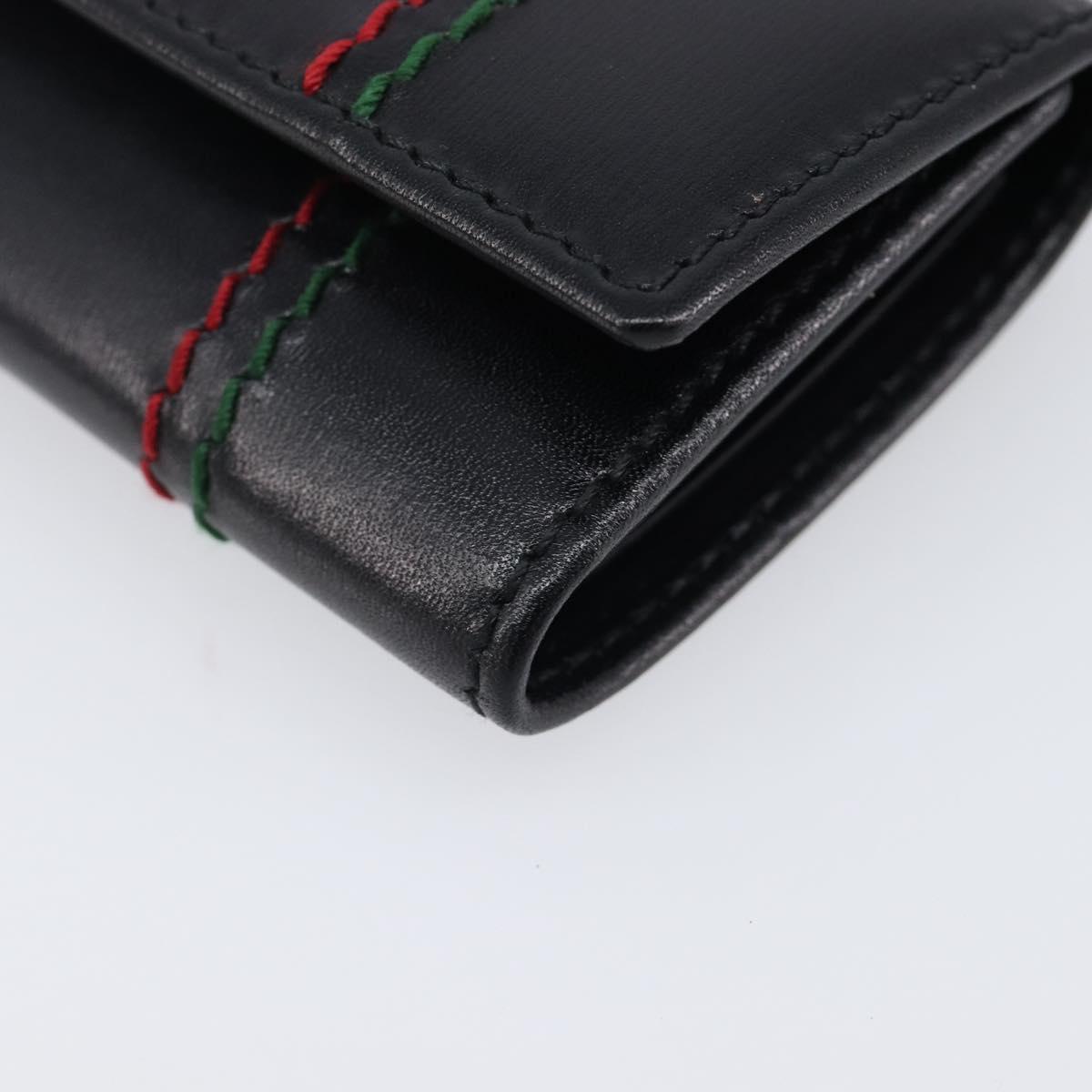 GUCCI Key Case Leather Black Silver 138052 Auth 199850V