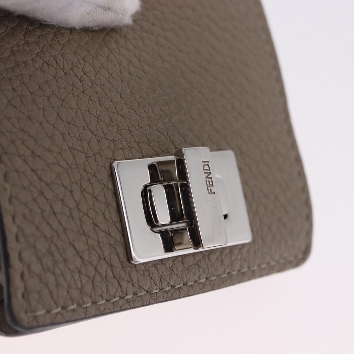 FENDI Peek A Boo Coin Purse Leather Gray Silver Auth 199851A