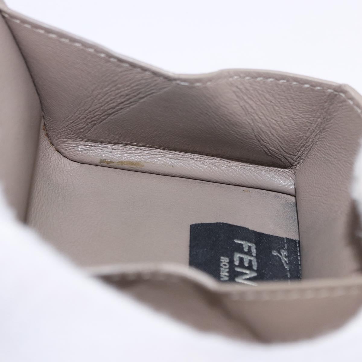 FENDI Peek A Boo Coin Purse Leather Gray Silver Auth 199851A