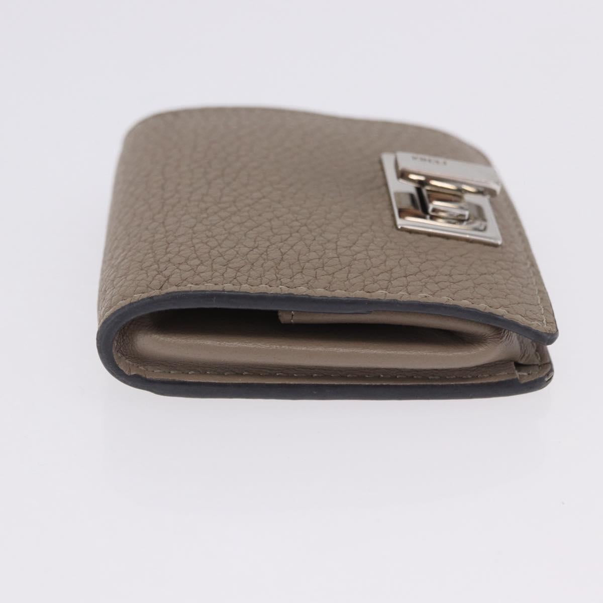 FENDI Peek A Boo Coin Purse Leather Gray Silver Auth 199851A