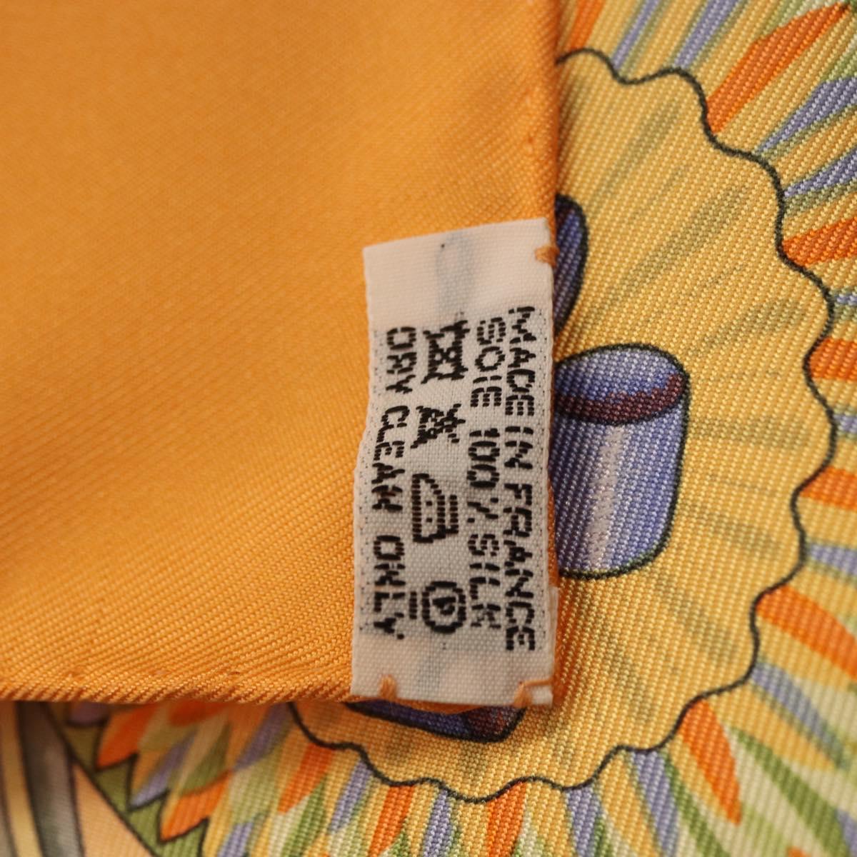 HERMES Carre 90 Scarf Silk ""LES RUBANS DU CHEVAL"" Orange Auth 199852M