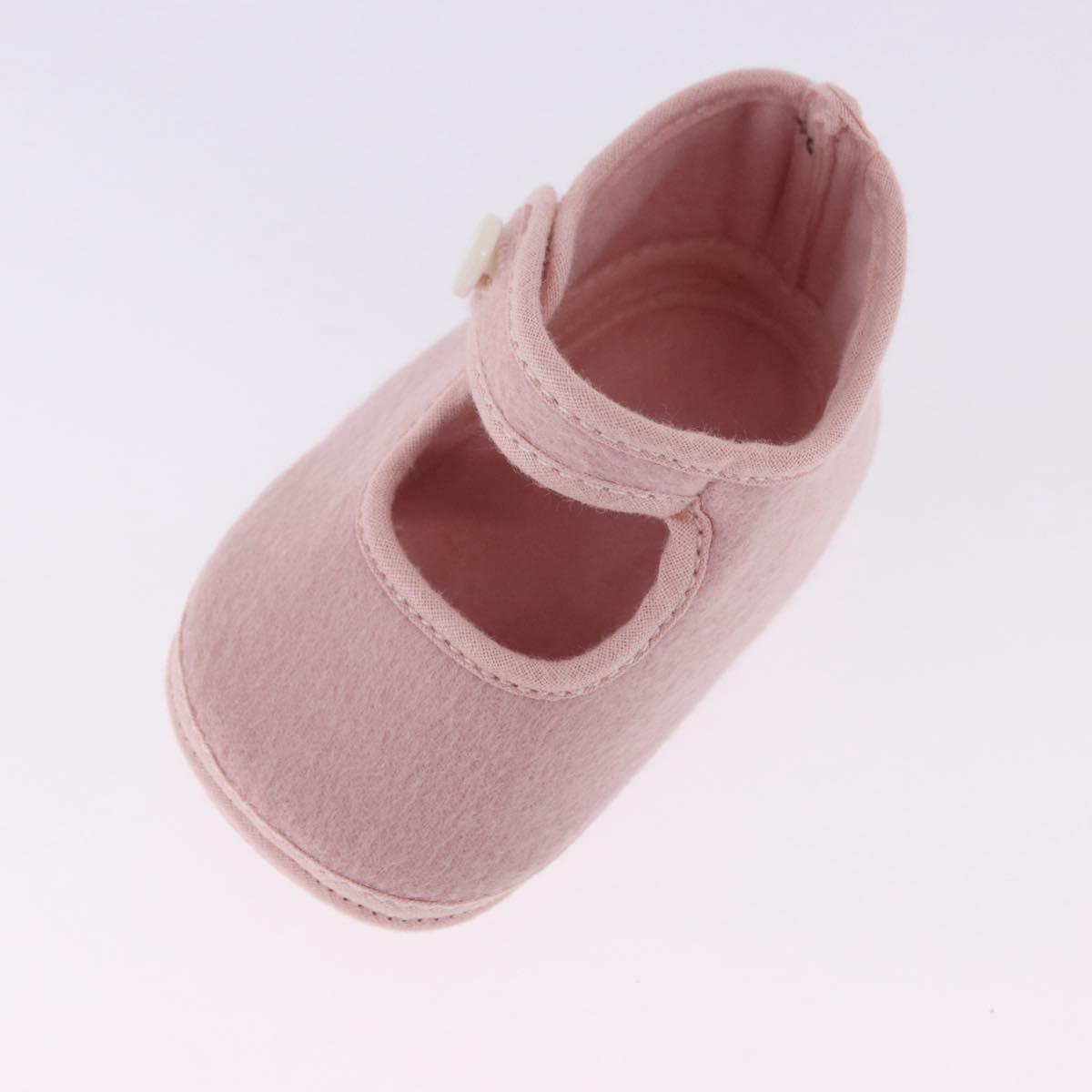HERMES Baby Shoes Wool Pink Auth 199853A