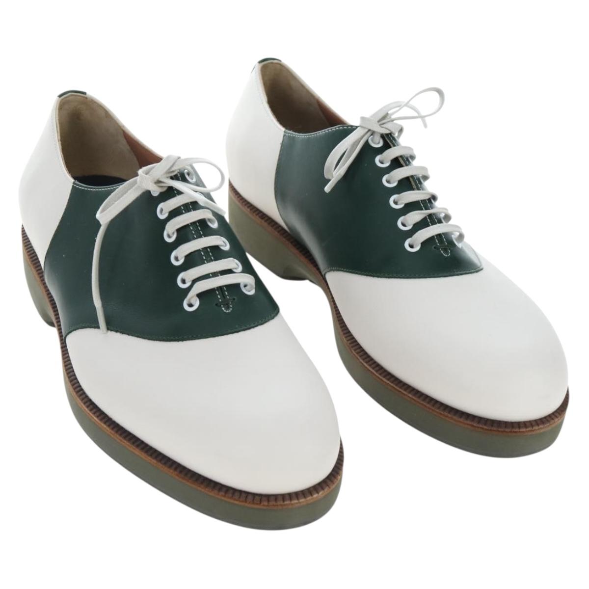 Salvatore Ferragamo Saddle Shoes Leather Green Auth 199854M