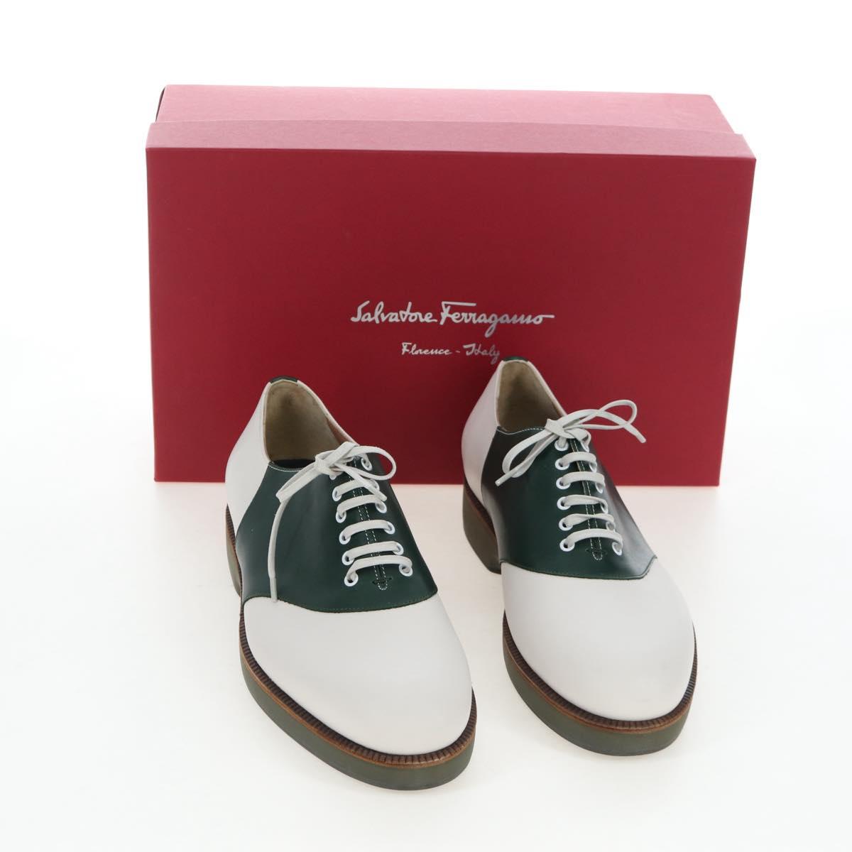 Salvatore Ferragamo Saddle Shoes Leather Green Auth 199854M
