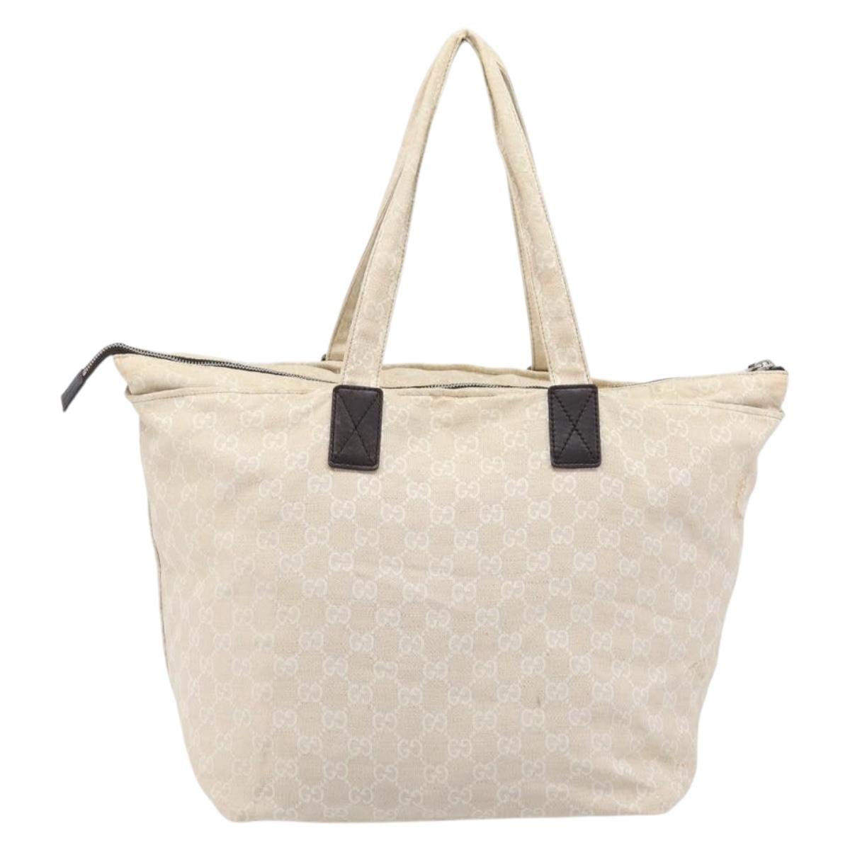 GUCCI GG Canvas Museo Tote Bag Ivory Silver 283416 Auth 199855
