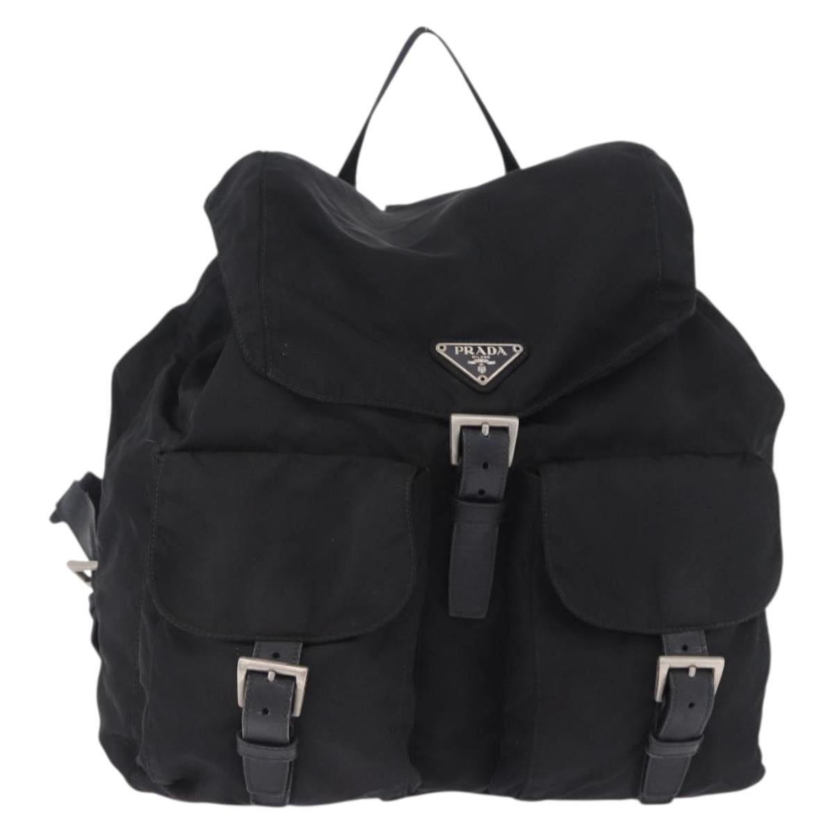 PRADA Backpack Nylon Black Silver Auth 199856A