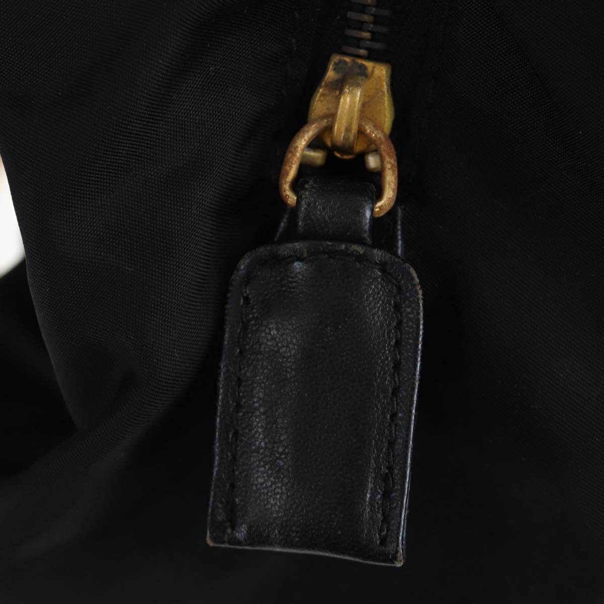 PRADA Chain Shoulder Bag Nylon Black Gold Auth 199857V