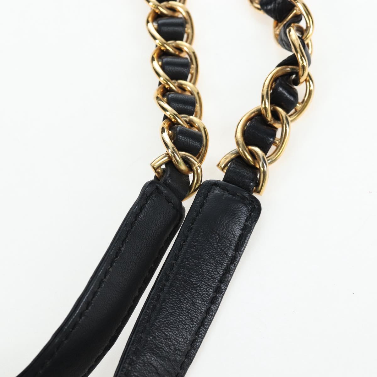 PRADA Chain Shoulder Bag Nylon Black Gold Auth 199857V