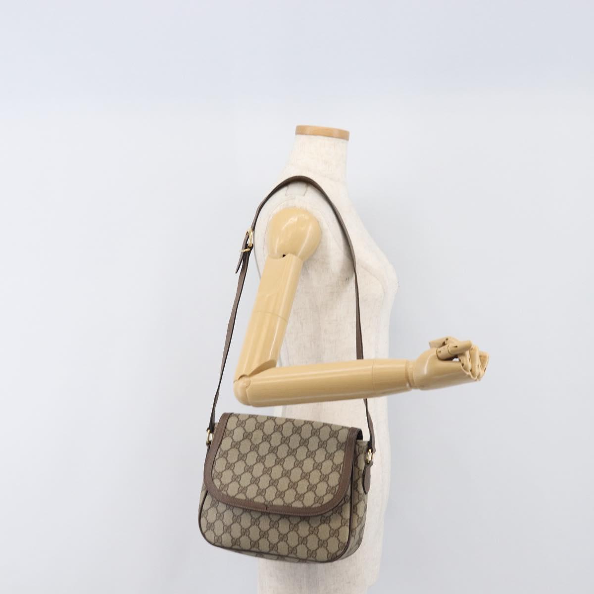 GUCCI GG Supreme Shoulder Bag PVC Beige Gold 001 115 6425 9411 Auth 199858
