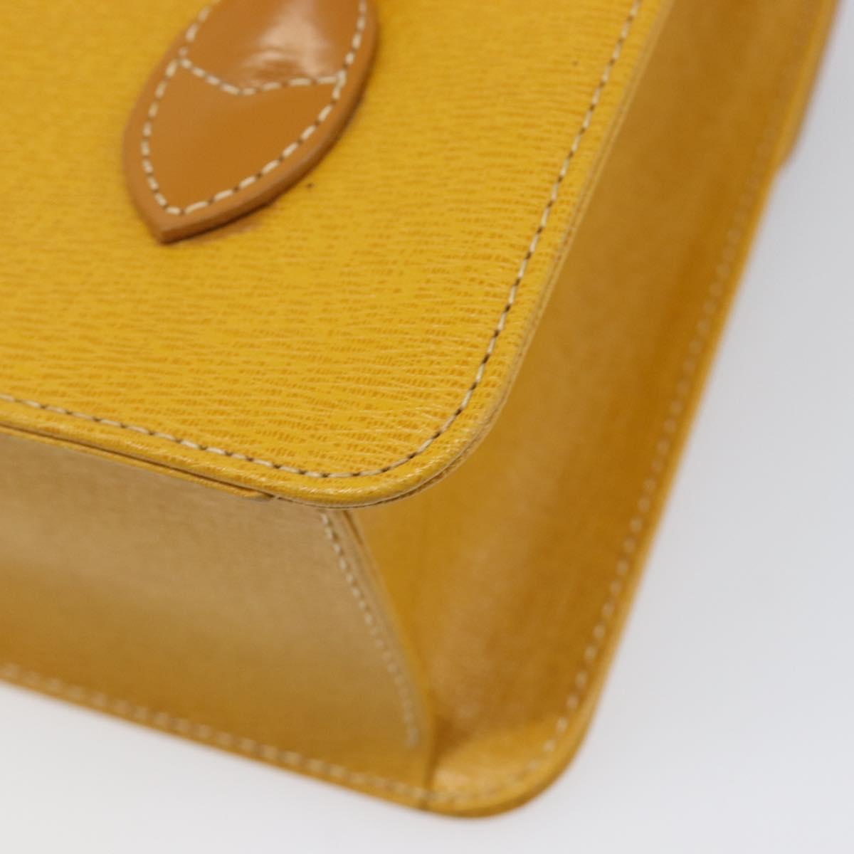 Burberrys Hand Bag Leather Yellow Gold Tone Auth 199859A