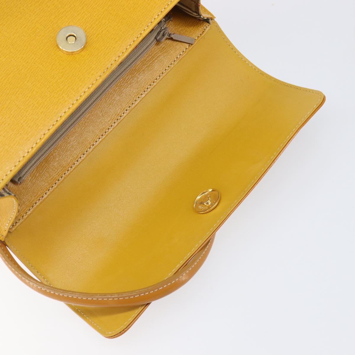 Burberrys Hand Bag Leather Yellow Gold Tone Auth 199859A
