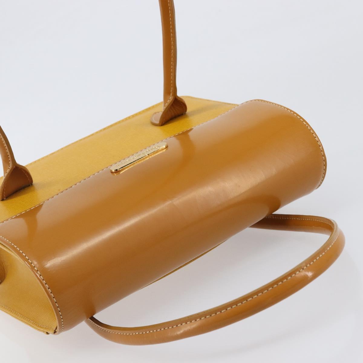 Burberrys Hand Bag Leather Yellow Gold Tone Auth 199859A