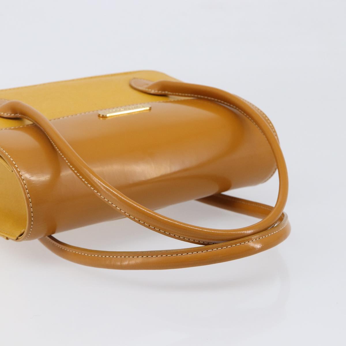 Burberrys Hand Bag Leather Yellow Gold Tone Auth 199859A