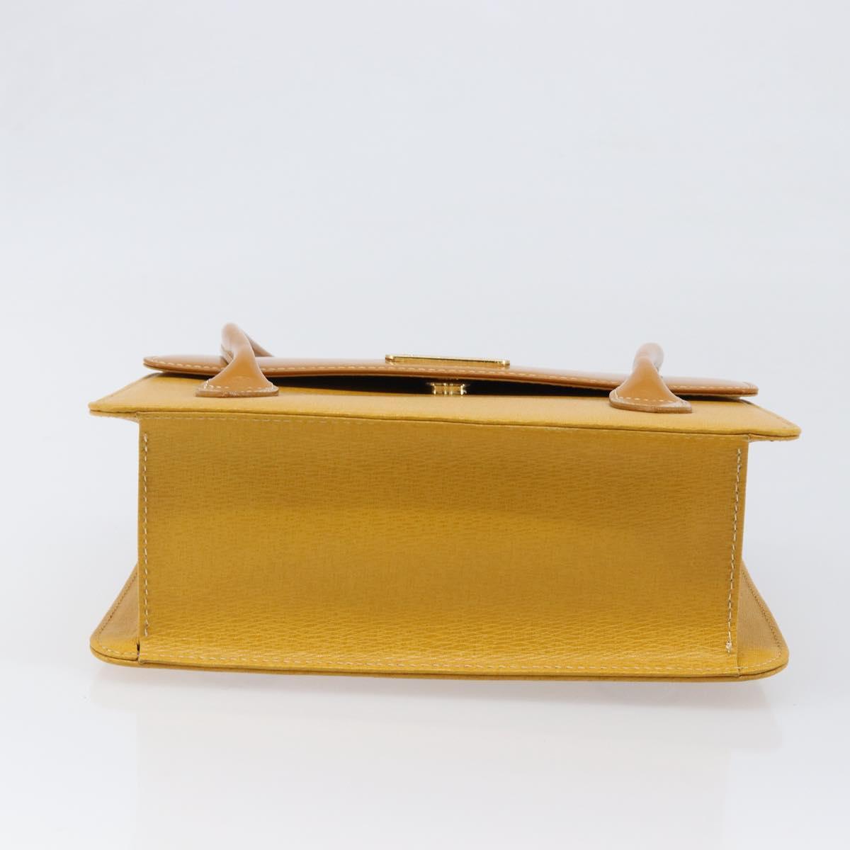 Burberrys Hand Bag Leather Yellow Gold Tone Auth 199859A