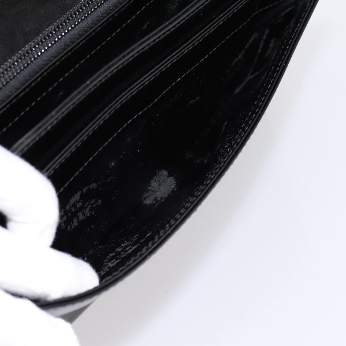 GUCCI Horsebit Shoulder Bag Patent leather Black Silver Auth 199860