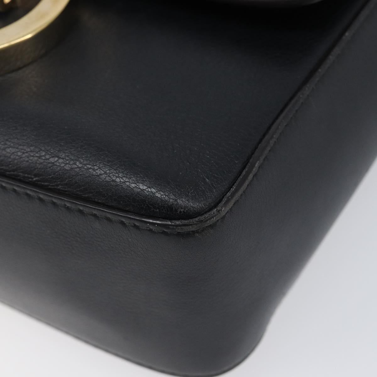 Salvatore Ferragamo Shoulder Bag Leather Black Gold Auth 199863A