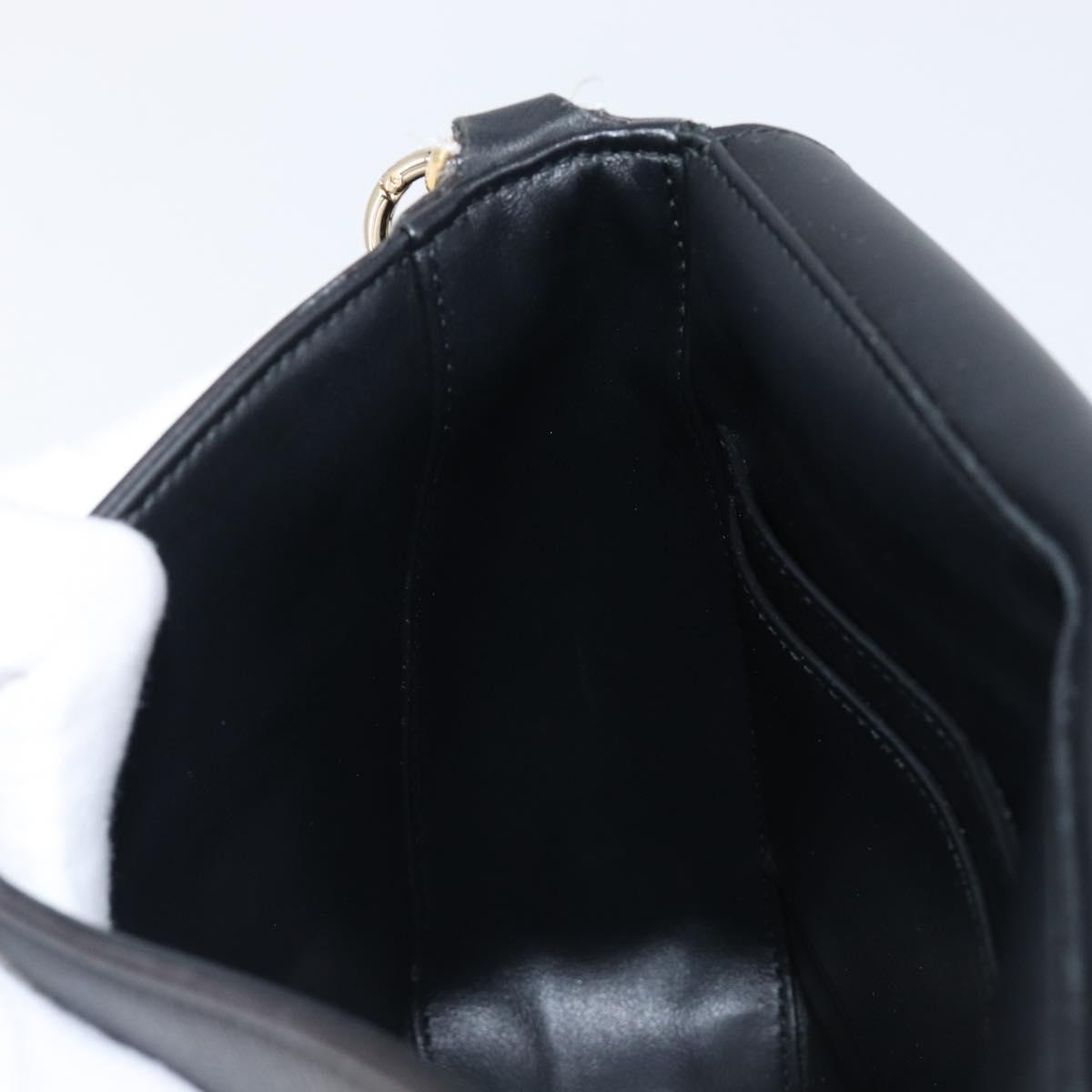 Salvatore Ferragamo Shoulder Bag Leather Black Gold Auth 199863A