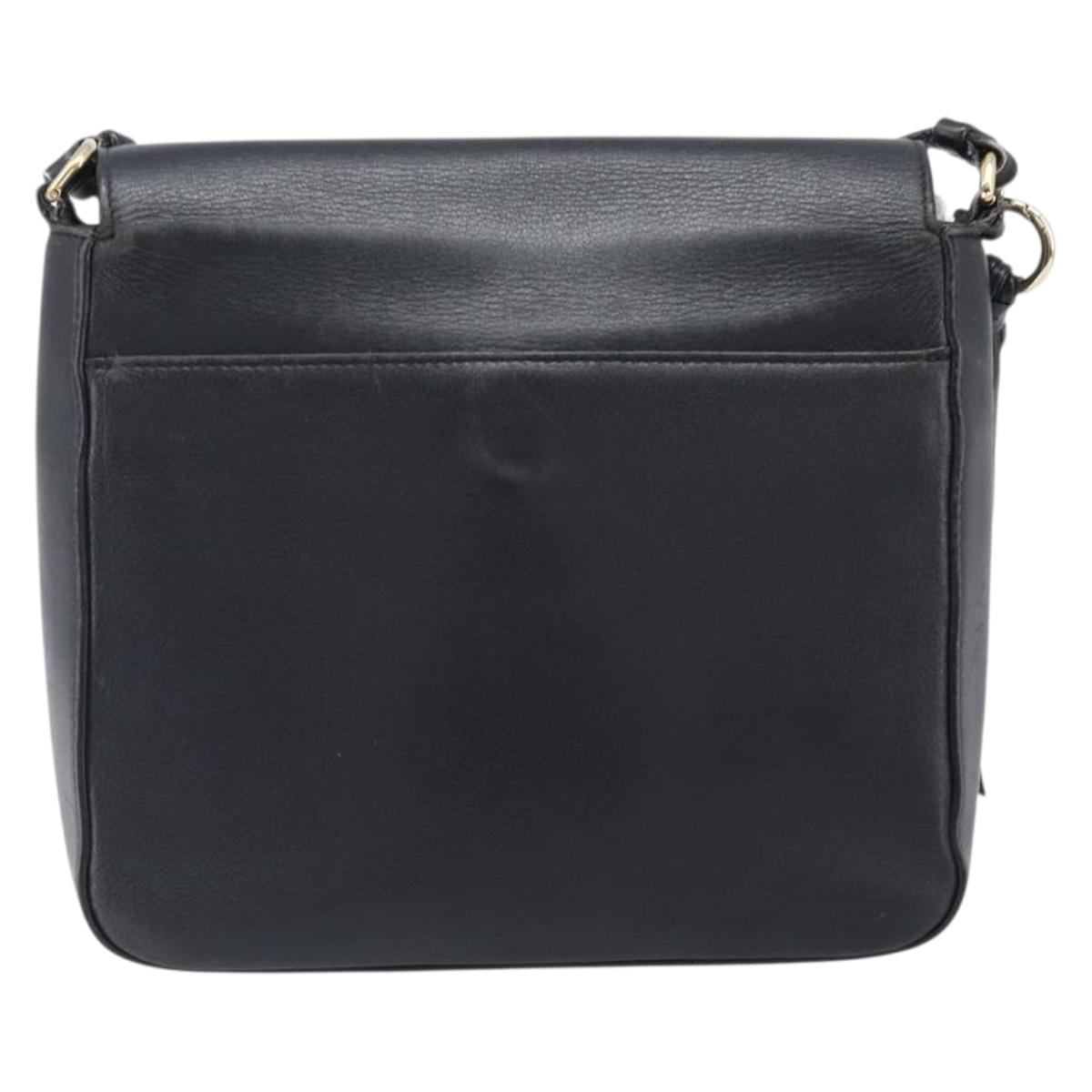Salvatore Ferragamo Shoulder Bag Leather Black Gold Auth 199863A