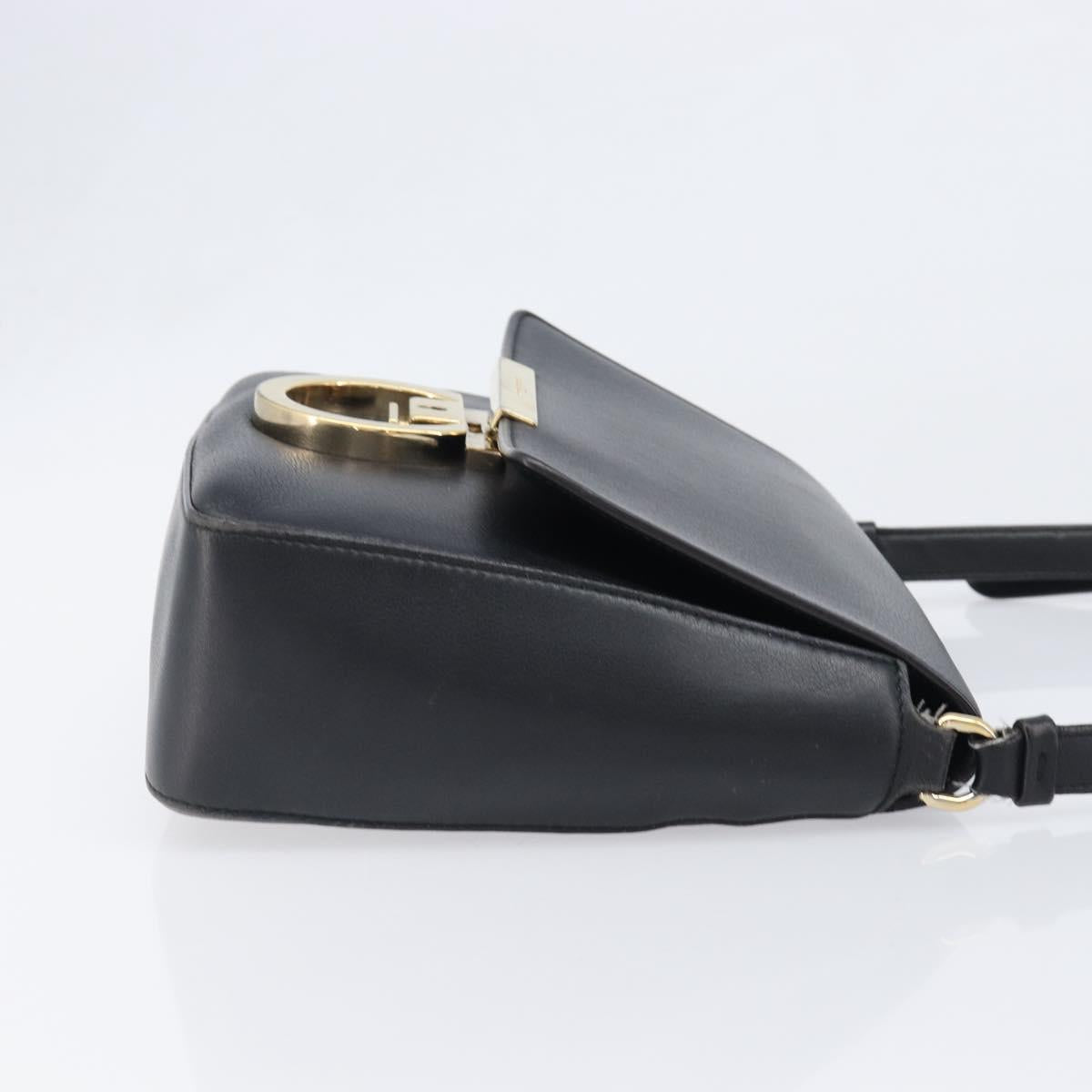 Salvatore Ferragamo Shoulder Bag Leather Black Gold Auth 199863A