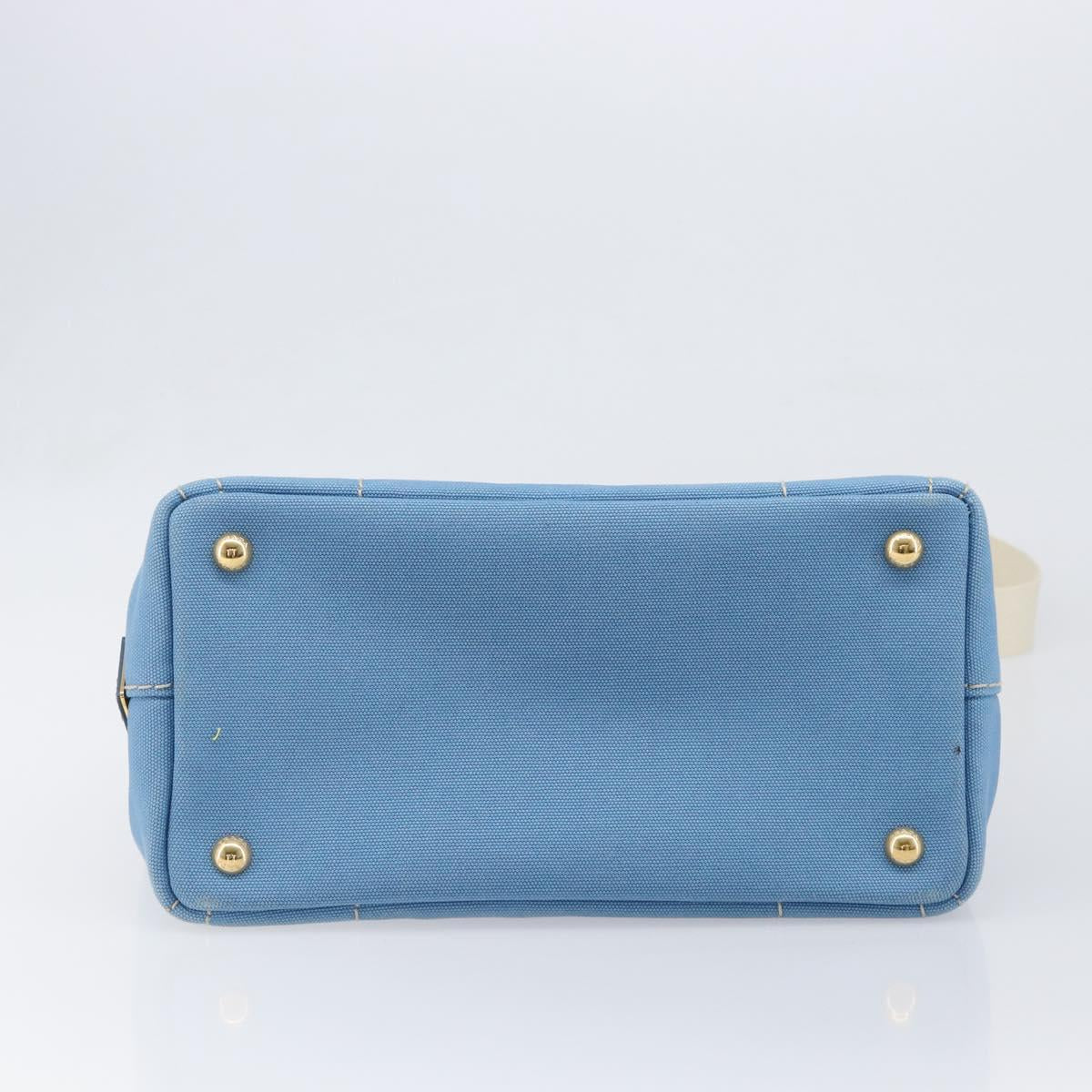 LOUIS VUITTON Canapa PM Hand Bag Canvas 2way Light Blue Gold LV Auth 199874V