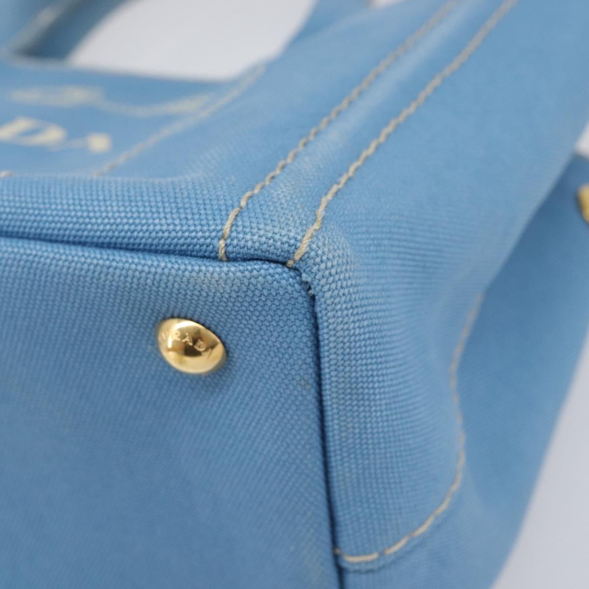 LOUIS VUITTON Canapa PM Hand Bag Canvas 2way Light Blue Gold LV Auth 199874V