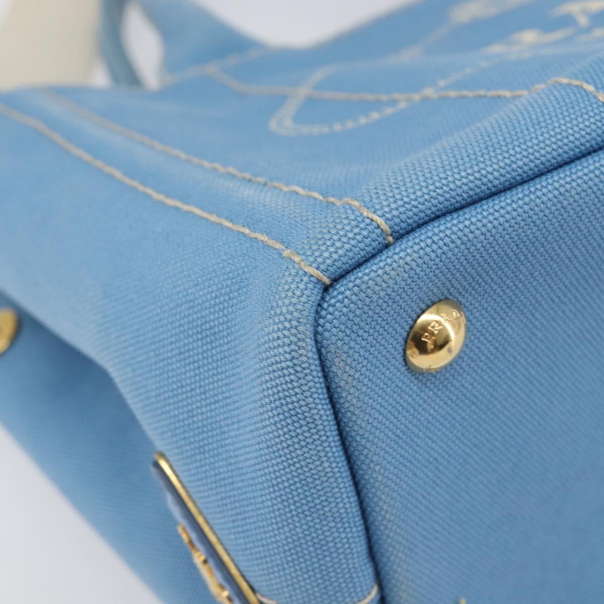 LOUIS VUITTON Canapa PM Hand Bag Canvas 2way Light Blue Gold LV Auth 199874V