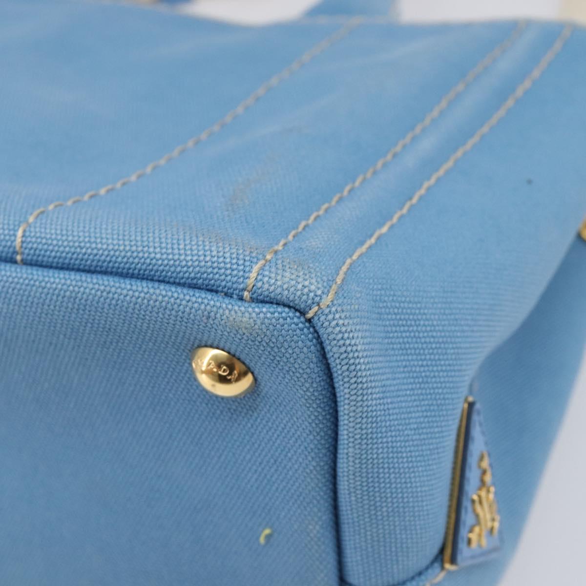 LOUIS VUITTON Canapa PM Hand Bag Canvas 2way Light Blue Gold LV Auth 199874V