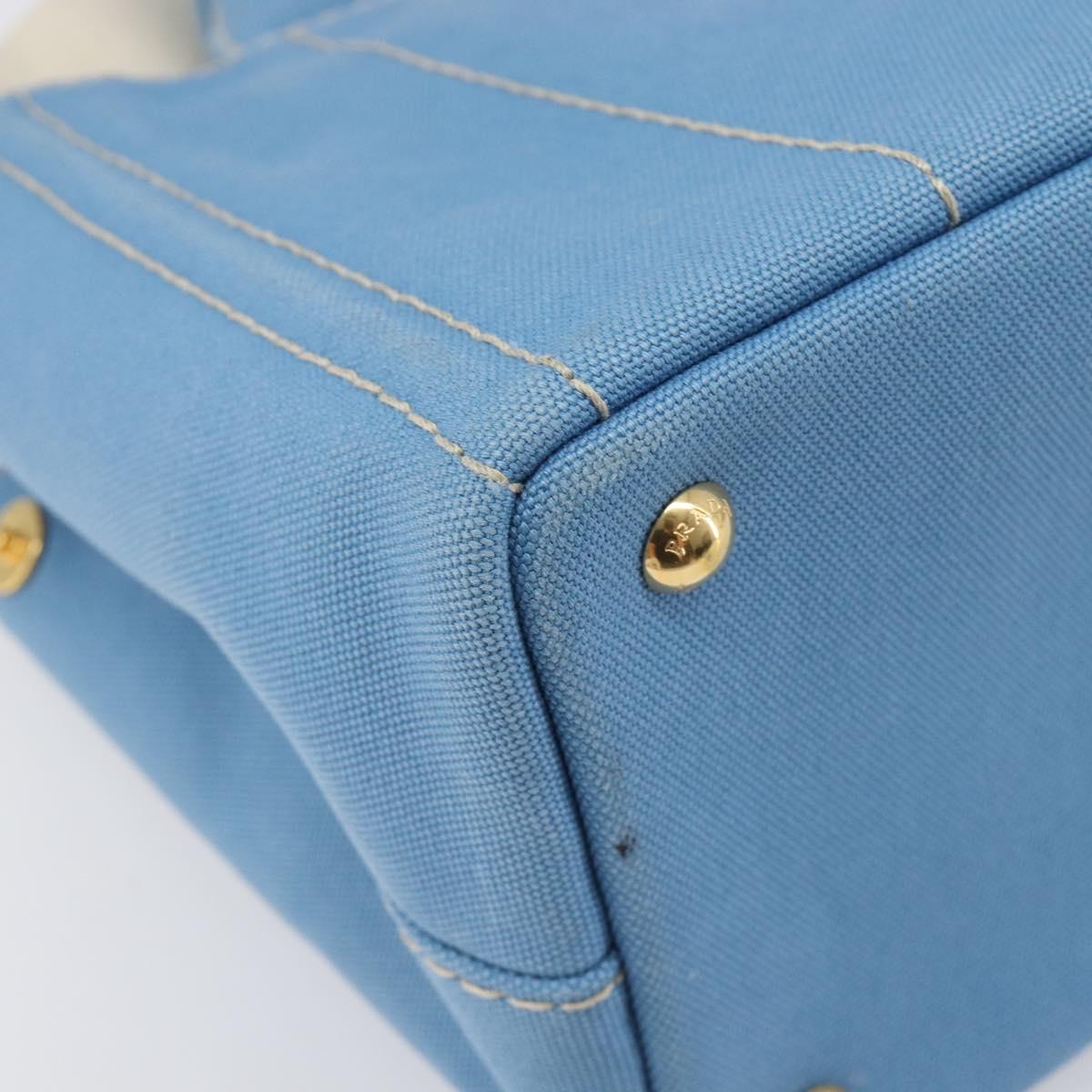 LOUIS VUITTON Canapa PM Hand Bag Canvas 2way Light Blue Gold LV Auth 199874V