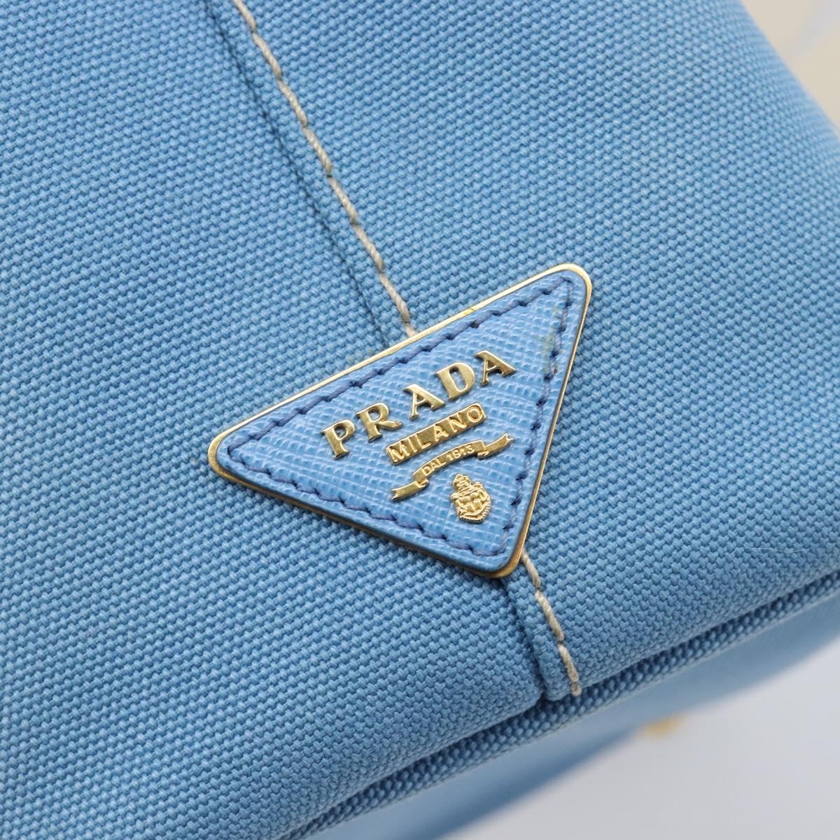 LOUIS VUITTON Canapa PM Hand Bag Canvas 2way Light Blue Gold LV Auth 199874V