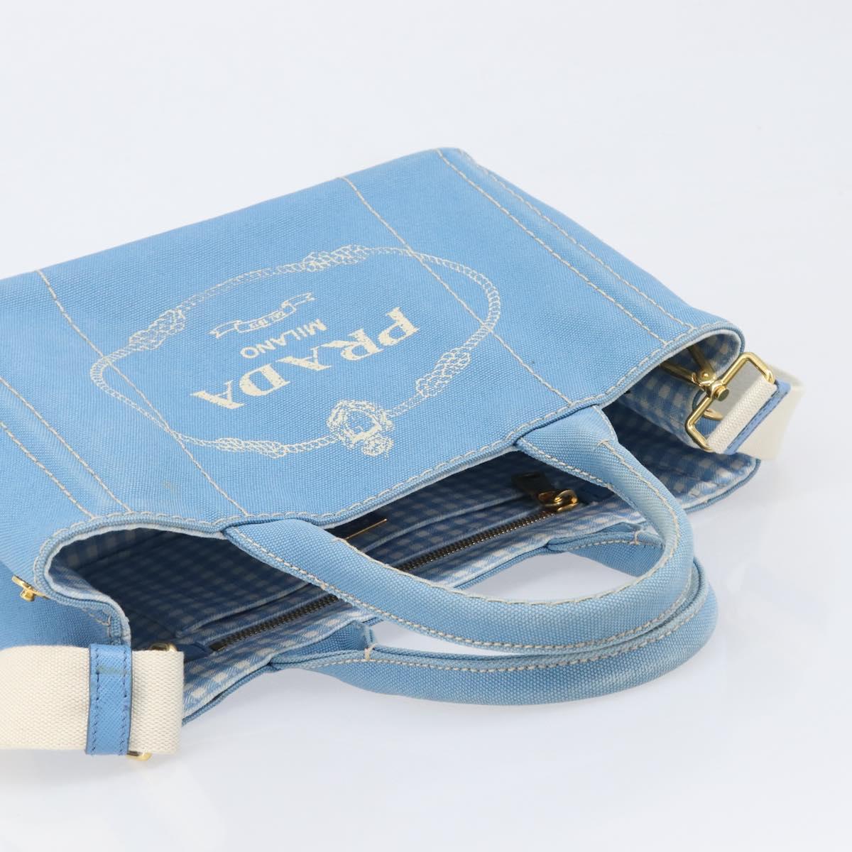 LOUIS VUITTON Canapa PM Hand Bag Canvas 2way Light Blue Gold LV Auth 199874V