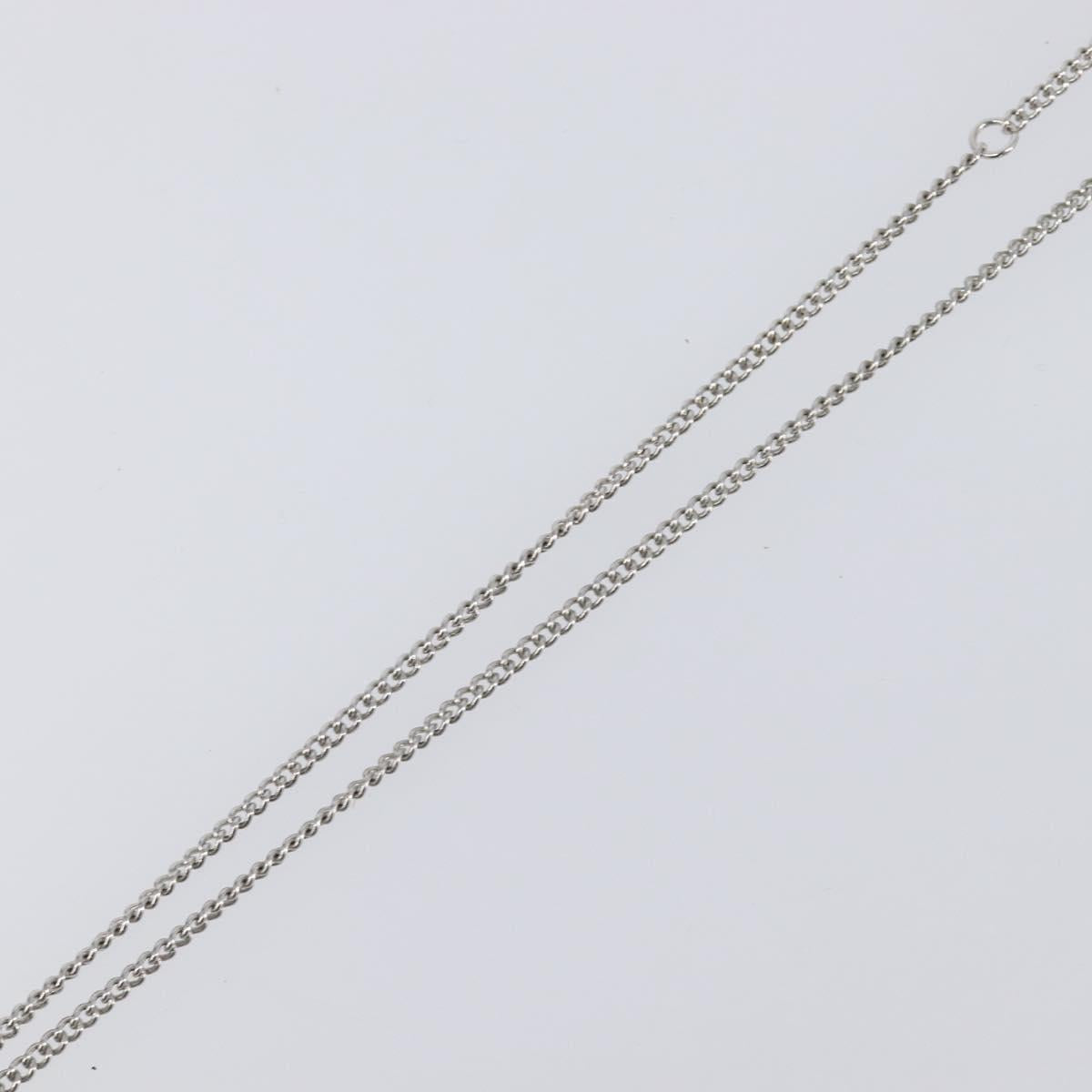 CHANEL Rhinestone Necklace metal Silver CC Auth 199879M
