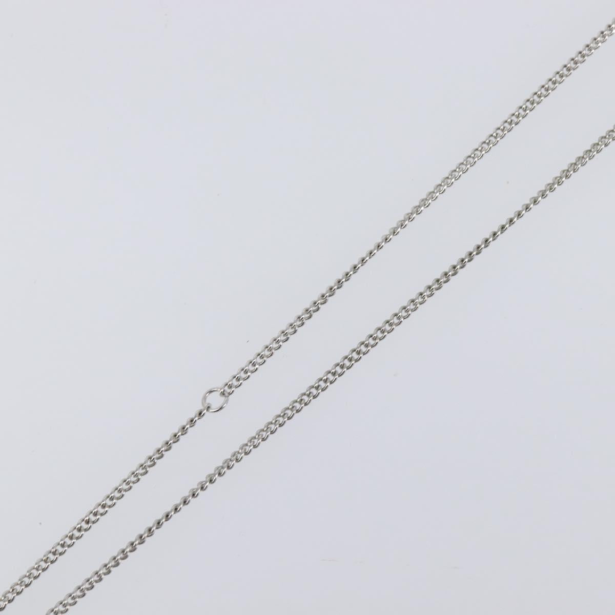 CHANEL Rhinestone Necklace metal Silver CC Auth 199879M