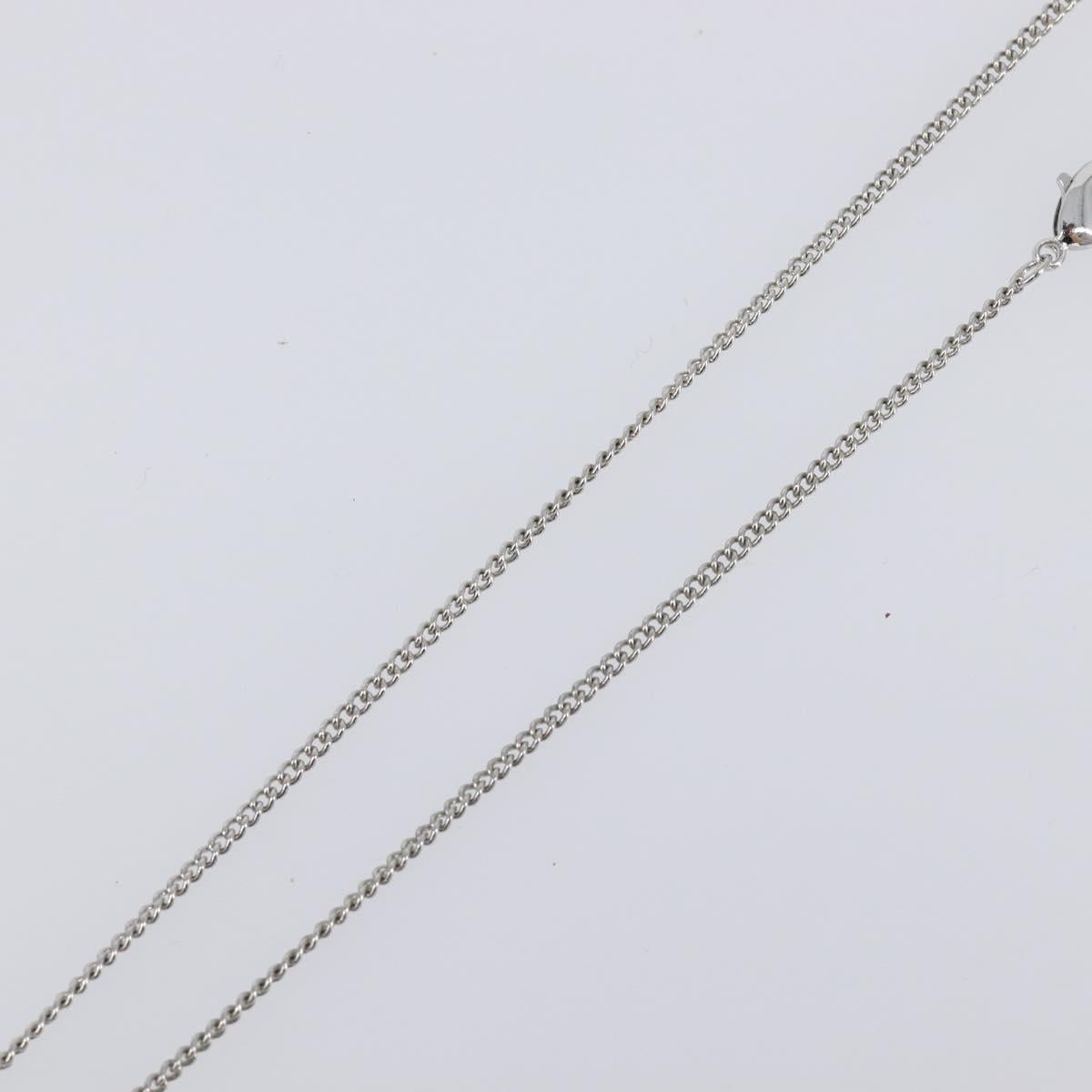 CHANEL Rhinestone Necklace metal Silver CC Auth 199879M