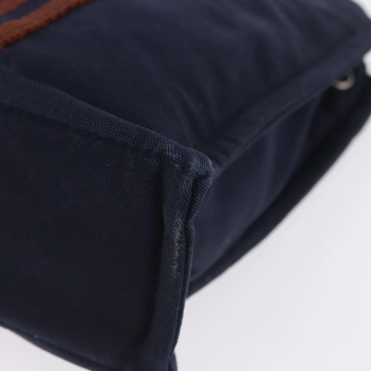 HERMES Fourre Tout PM Hand Bag cotton Navy Silver Auth 199880